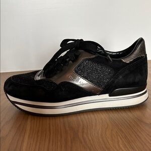 Hogan Black and Silver Women's Sneakers size 36